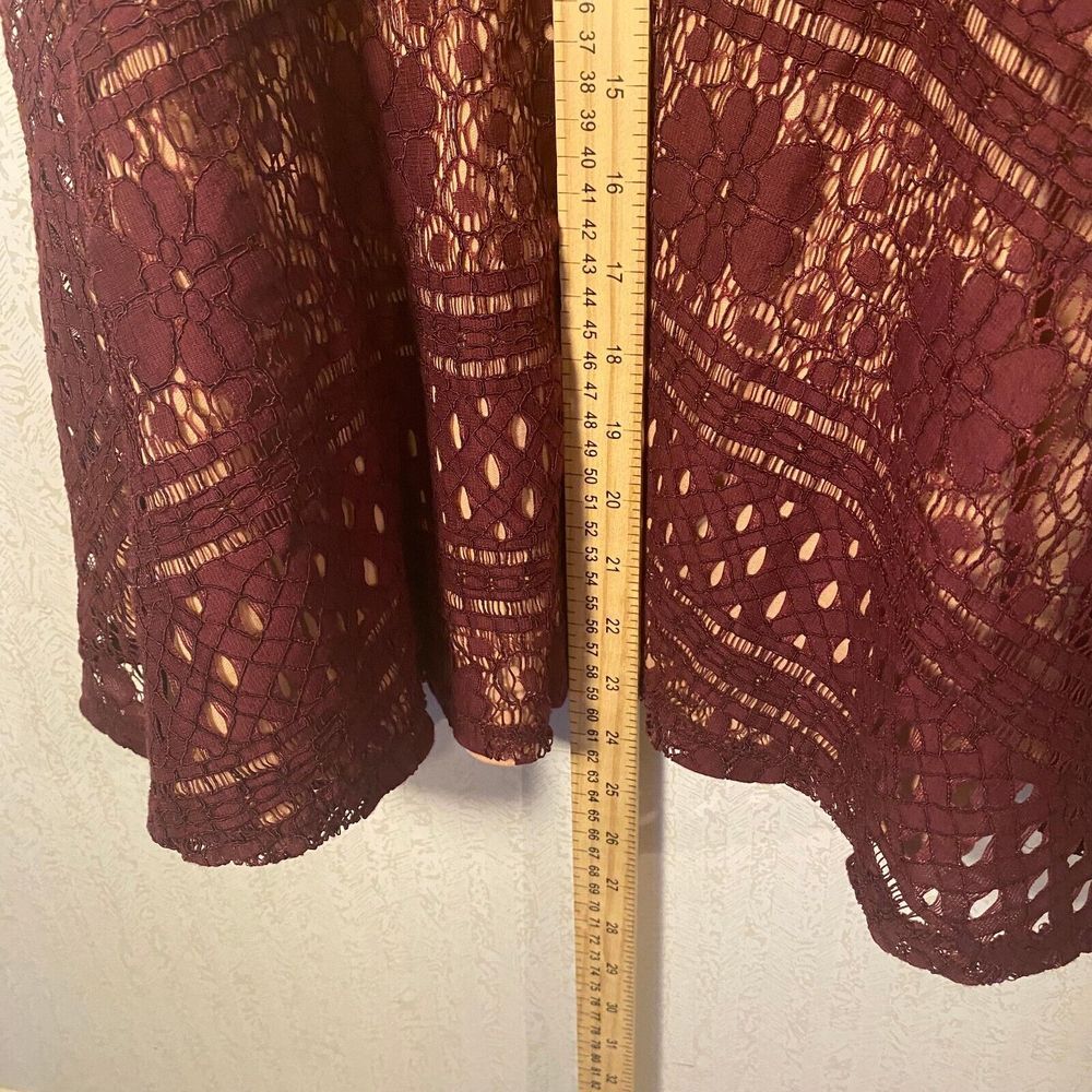 Jodi Kristopher Cocktail‎ Dress Women's Size 1 Maroon Cotton Blend V-Neck - Picture 9 of 11